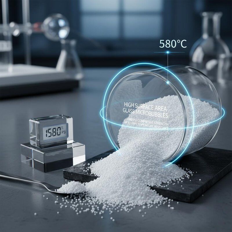 Microbubble kaca permukaan tinggi dengan kekuatan kompresi 16000 Psi dan tahan suhu hingga 600 °C