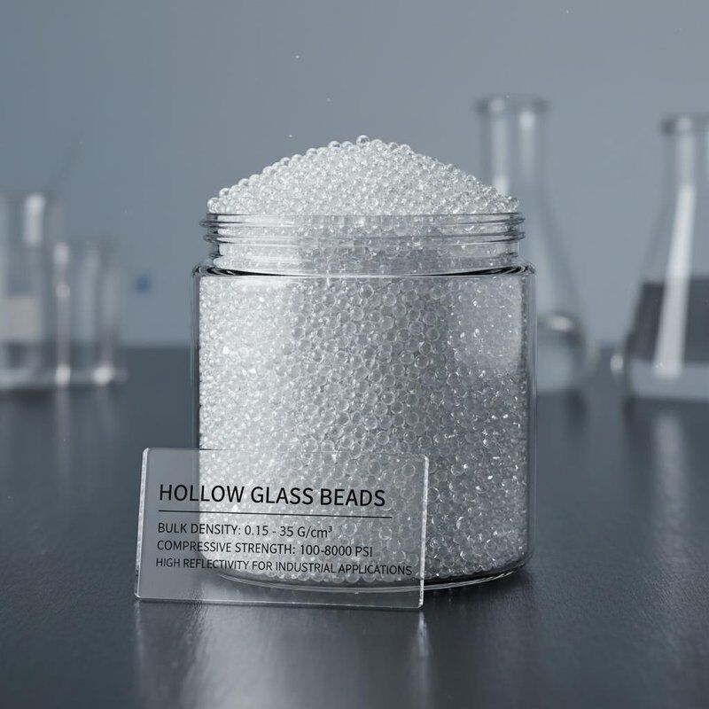 Manik Kaca Berongga dengan Kepadatan Curah 0,15 - 0,35 G/cm³, Kekuatan Tekan 100-8000 Psi, dan Reflektivitas Tinggi untuk Aplikasi Industri